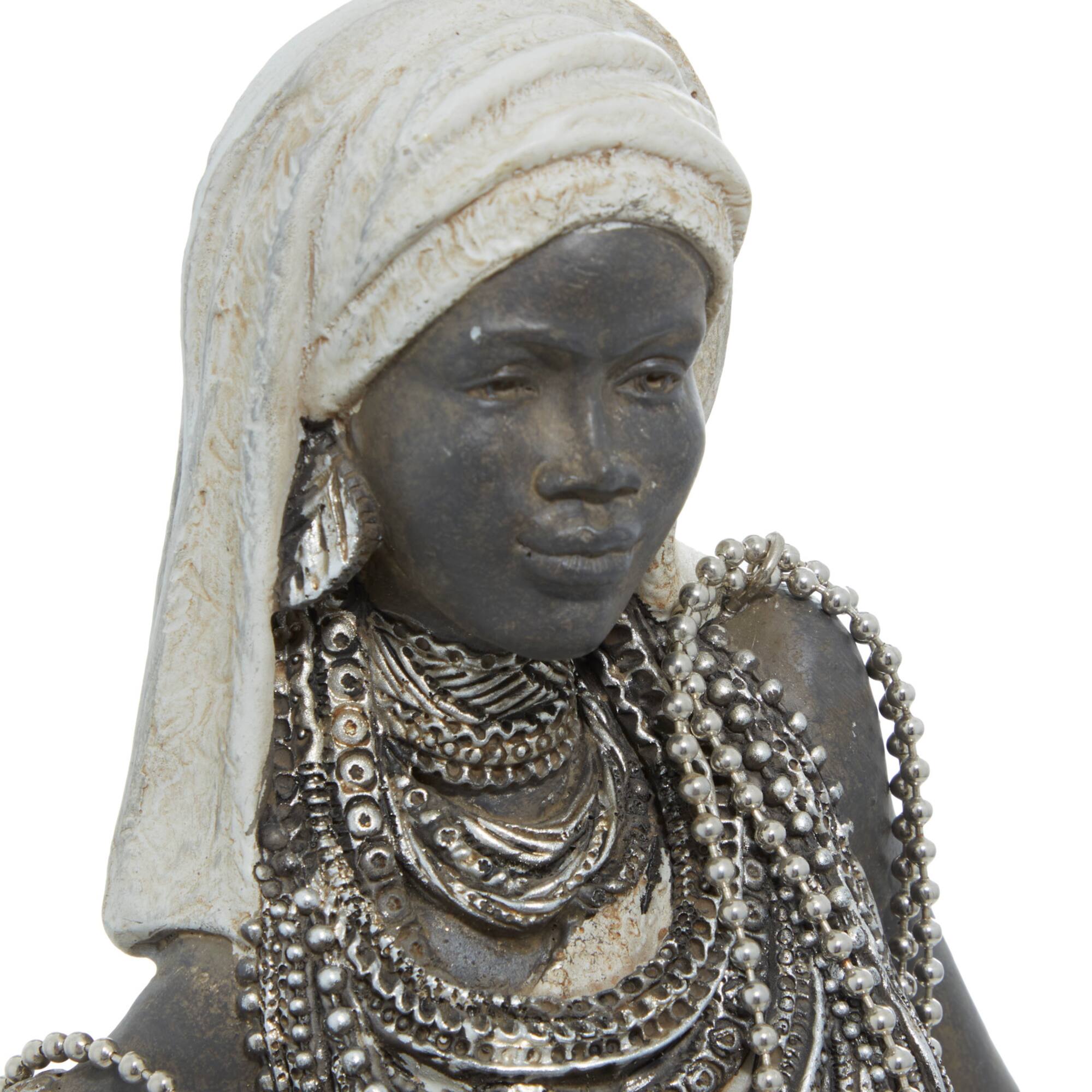 Set of 3 White Eclectic Polystone Women Sculpture 15", 20", 24"